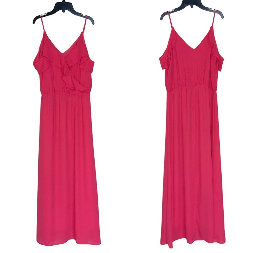 Banana Republic Coral NWT Maxi Dress Ruffle Flutter Sleeve
